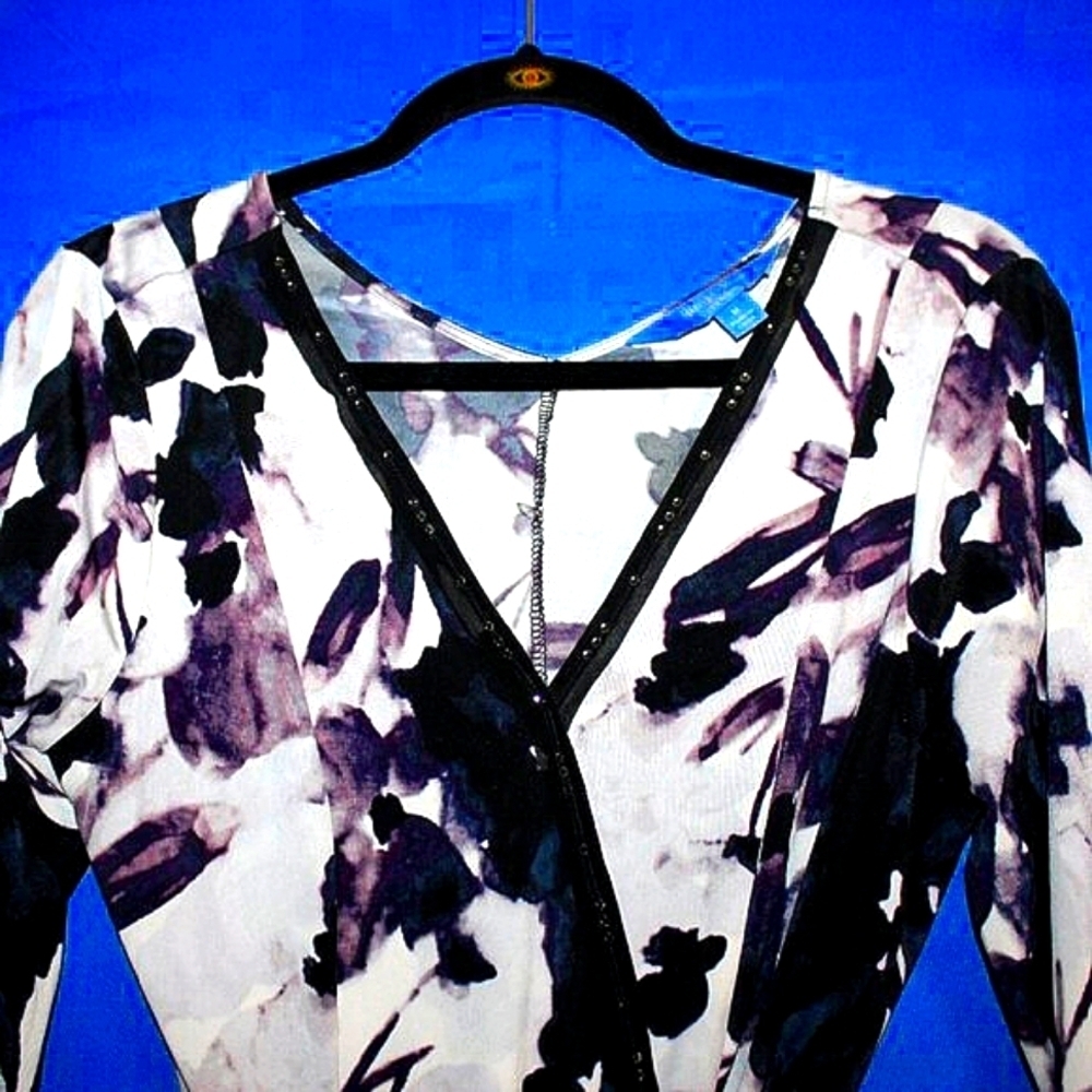 Simply Vera Vera Wang Long Sleeve Wrap Dress - Women's Size M - Abstract Print